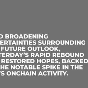 Amid broadening uncertainties surrounding XRP future outlook, yesterday’s rapid rebound has restored hopes, backed by the notable spike in the XRP’s onchain act...