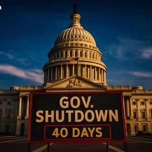 US Government Shutdown Hits Day 40 as Polymarket Traders Bet 60% on Mid-November or Later