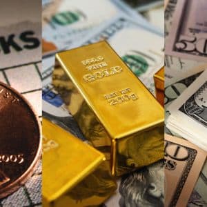 Global stocks slump as dollar hits five-week low and gold climbs