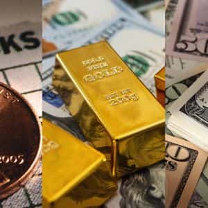 Global stocks slump as dollar hits five-week low and gold climbs