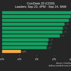 CoinDesk 20 Performance Update: Polkadot (DOT) Gains 2.1% as Index Moves Higher